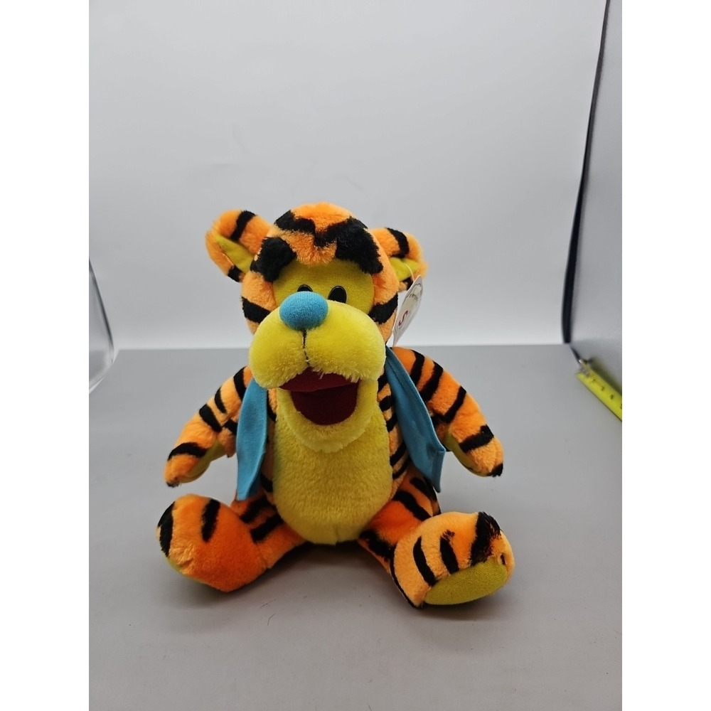 Vintage Tigger Plush Stuffed Animal 15" Toy‎ Orange Stripes Yellow w/Vest Tag